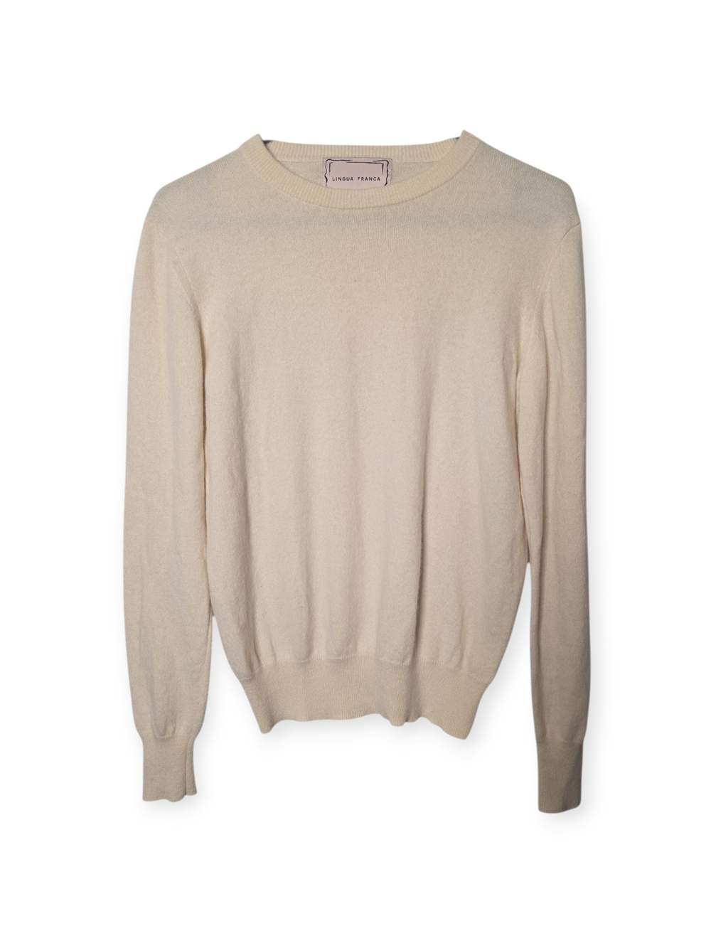 Women's 100% cashmere Lingua Franca cream sweater, size small